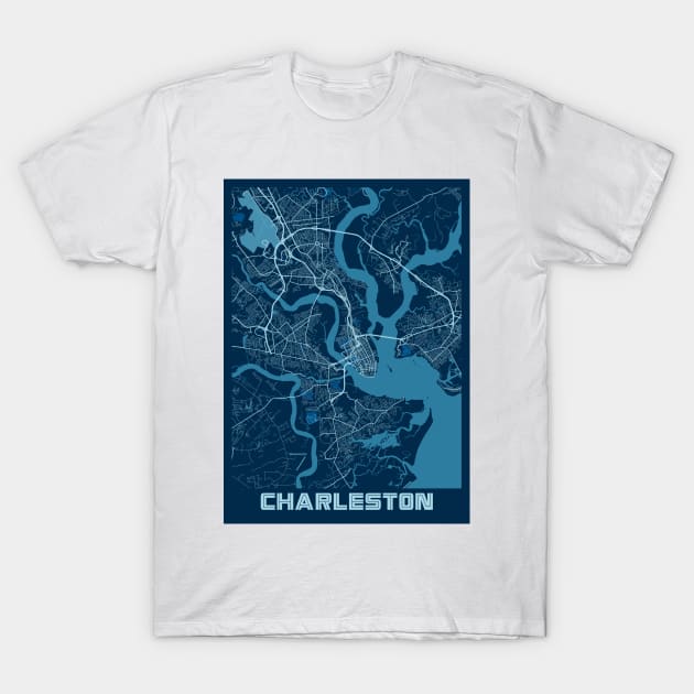 Charleston - United States Peace City Map T-Shirt by tienstencil